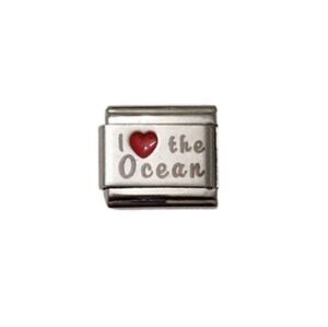 Italian Charmlink for Italian Charm Bracelet I ❤️ the Ocean 9mm‎